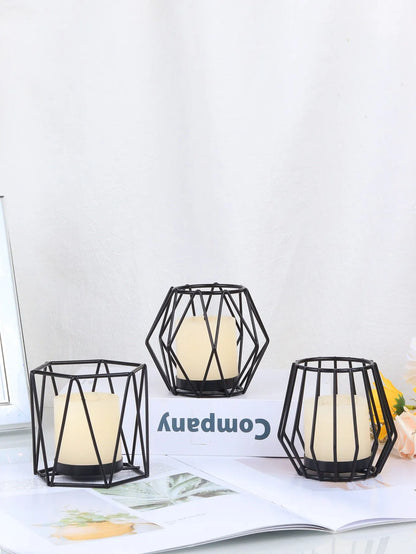 1pc Creative Nordic Iron Art Geometric Candlestick Indoor Decoration Aromatherapy Candle Holder Romantic Table Decoration