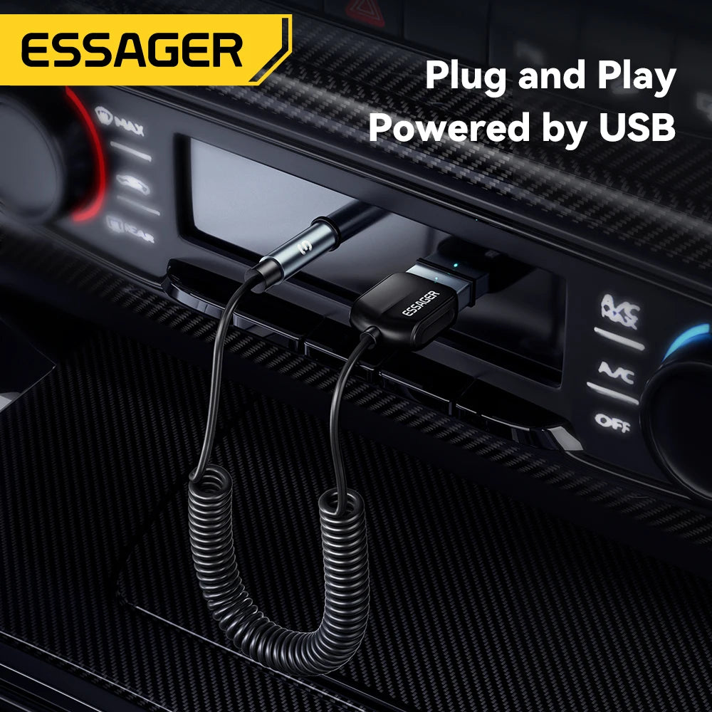 Essager USB Bluetooth Aux Adapter Dongle USB To 3.5mm Jack Audio Wireless Handsfree Kit For Car Stereo Receiver USB Transmitter