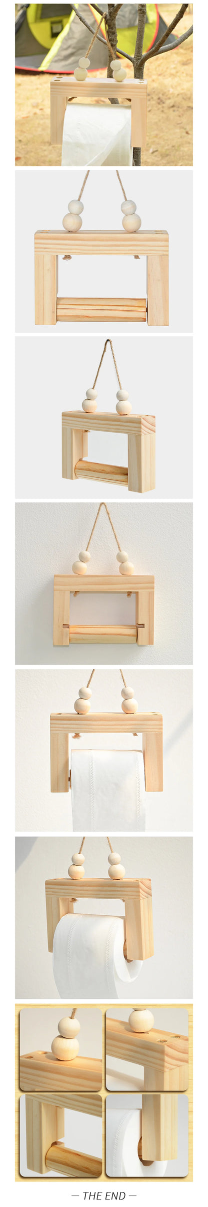 Nail-free Paper Towel Holders Rack Bathroom Towel Hook Toilet Paper Holder Towel Rack Beige Hemp Color