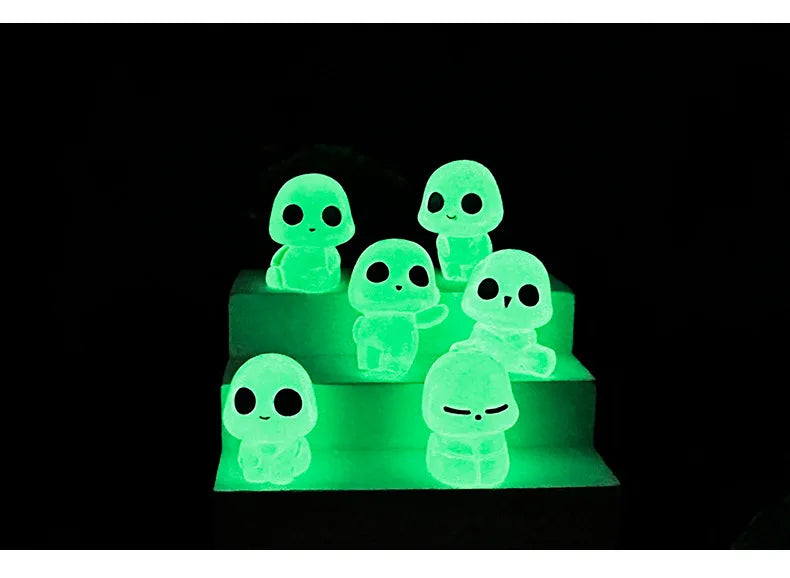 10PCS Miniaturas Árvore Elfo Bebê Resina Brilham À Noite Micro Decorações de Paisagem Luminosa Alienígena ET Fada Jardim Acessórios