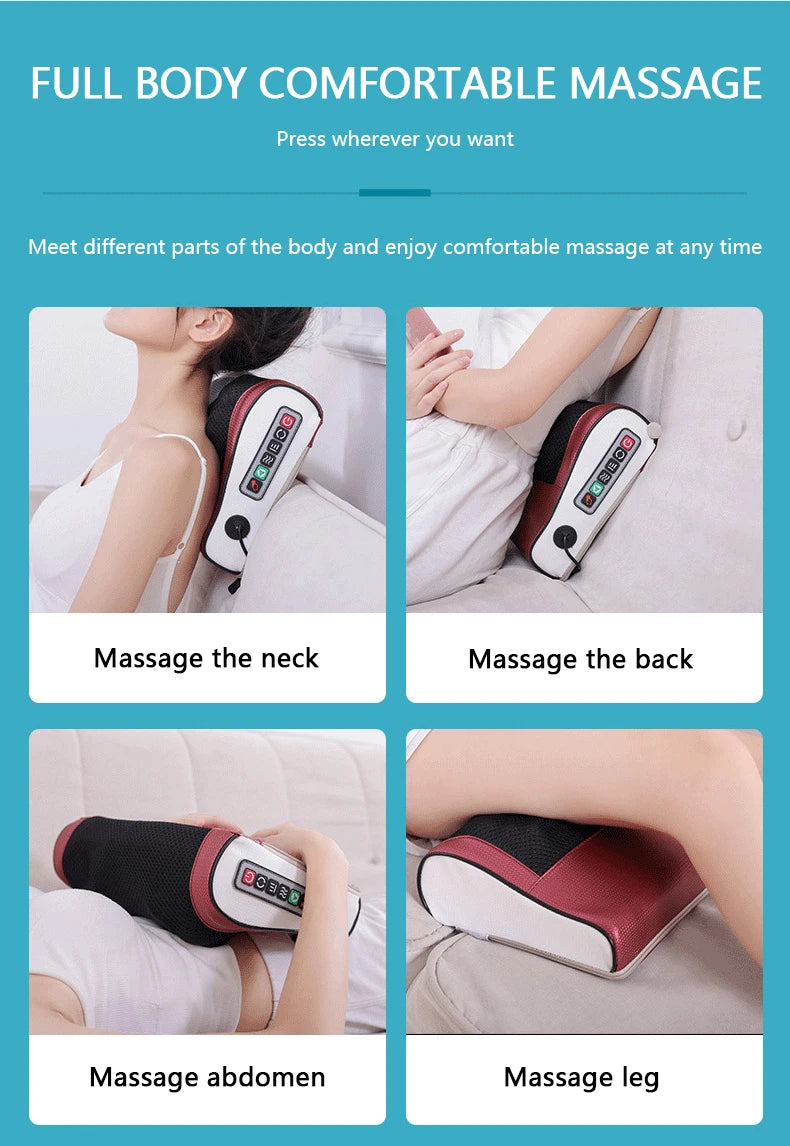 2024 Electric Neck Massager Pillow Multifunctional Massage Pillow Device Neck Health Massager Relaxation Pillow Massager