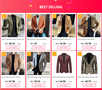 Men's Deerskin Fleece Jacket Suit Coat Blazer Men's Business Leisure Slim Fit Brand Fashion High Quality Single Button Suit Coat