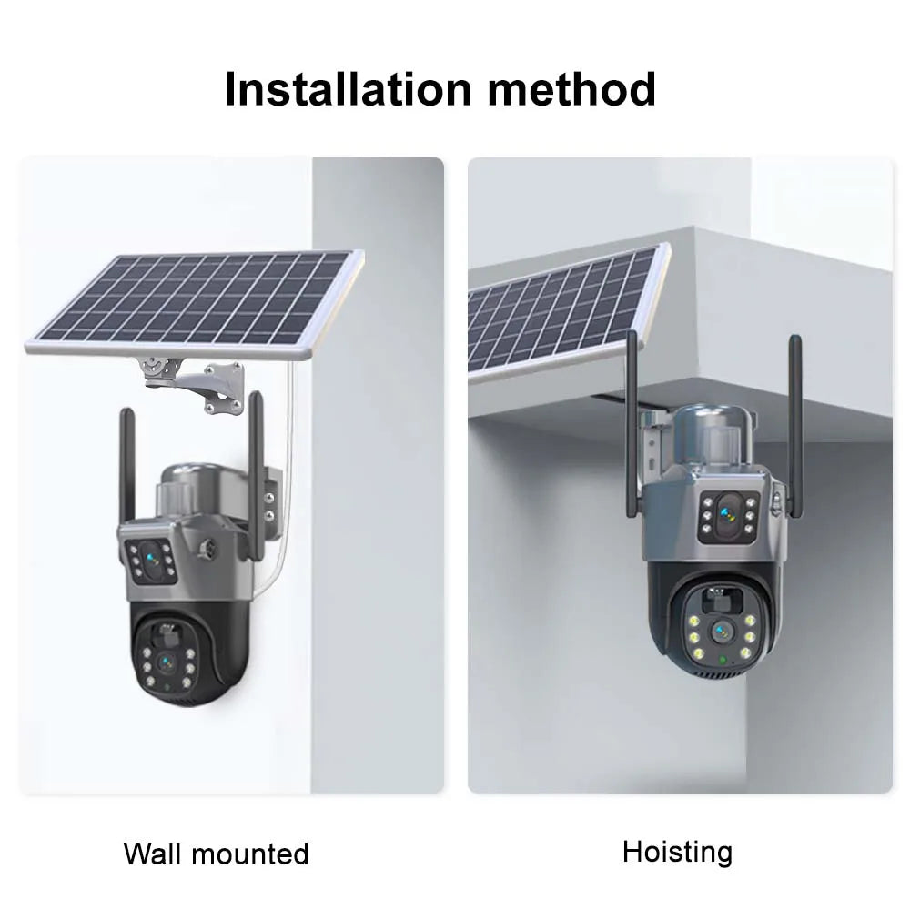 8MP 4K WiFi Solar Camera Outdoor Wireless CCTV Surveillance Camera With Solar Panel Dual Lens PTZ IP Cam Security Protection