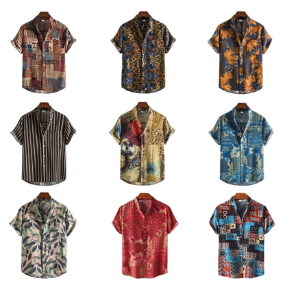 Summer Shirt Men's Shirts T-shirts Man Fashion Clothing Blouses Luxury Social Hawaiian Cotton High Quality Polo Short Sleeve