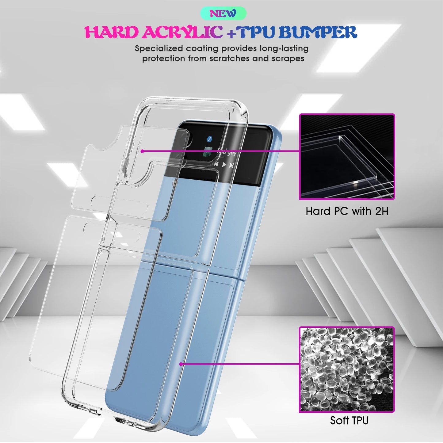 Clear Ultra Thin PC Case for Samsung Galaxy Z Flip 4 6 5 5G flip6 Flip4 Flip5 Flip2 Flip3 Flip 3 2 Anti-Knock Phone Bag