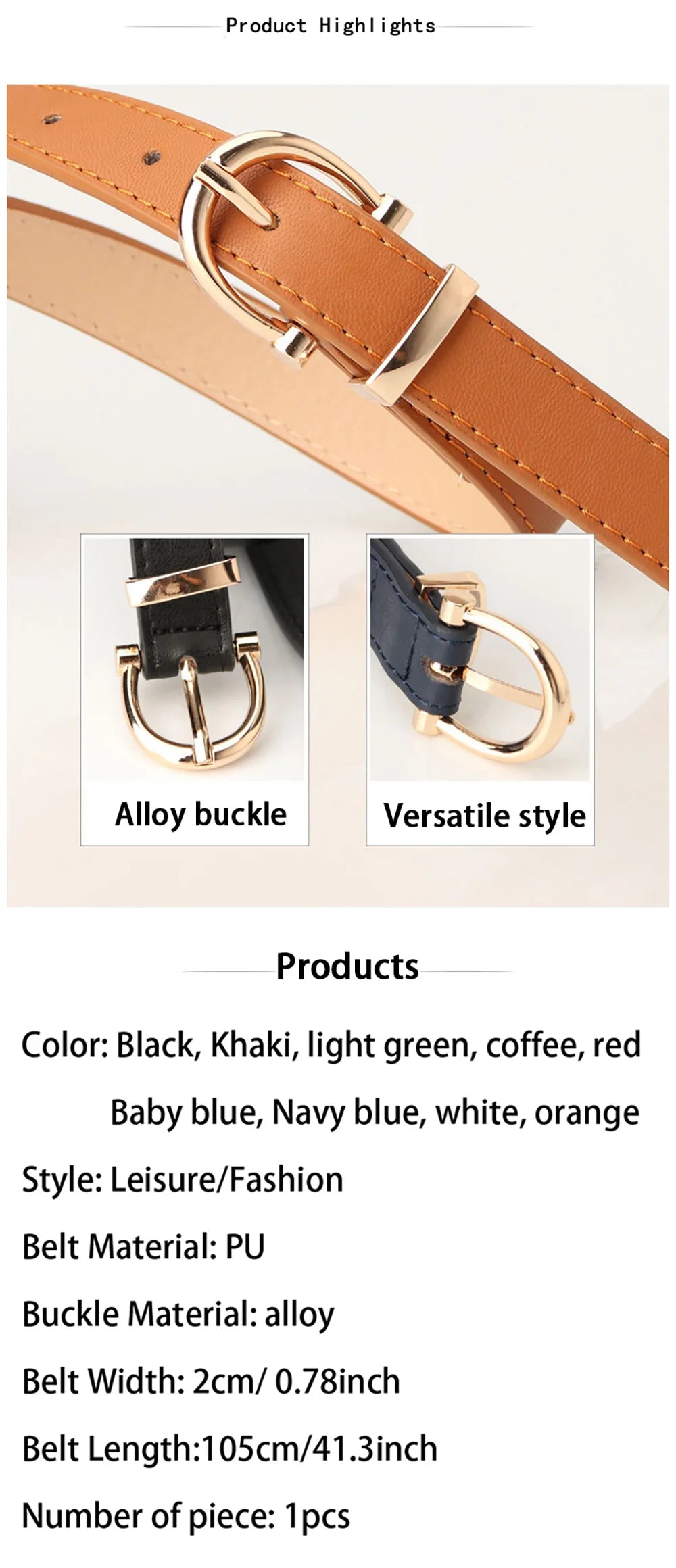 2024 Women Belts New PU Leather Simple Metal Buckle Belt Girls Dress Jean Pants Waistband Belts for Lady Luxury Designer Brand