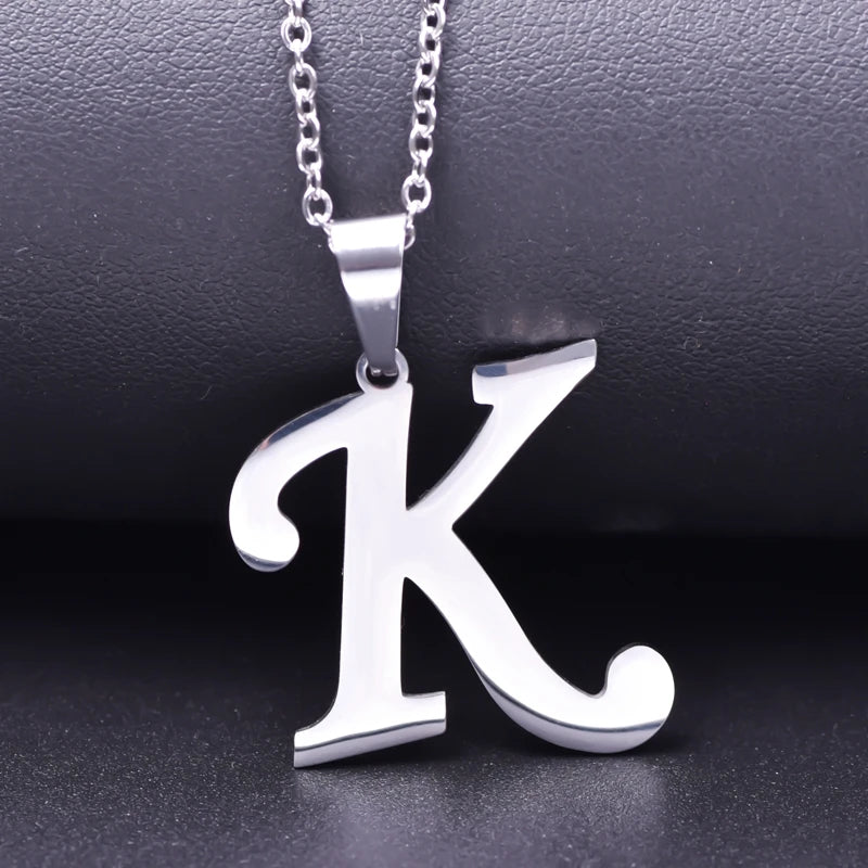 Fashion Letters A-Z Necklace for Women Men Stainless Steel High Quality English Alphabe Necklace A B C D E FGHIJKLMNOPQRSTUVWXYZ