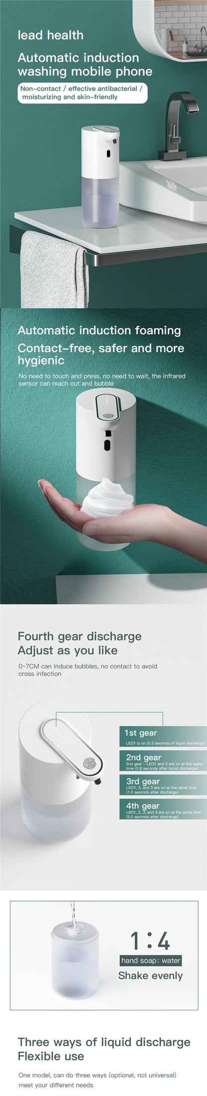 USB Charging Automatic Soap Dispenser Smart Sensor Liquid Soap Dispensers Auto Foam Dispenser Touchless Hand Sanitizer Dispenser