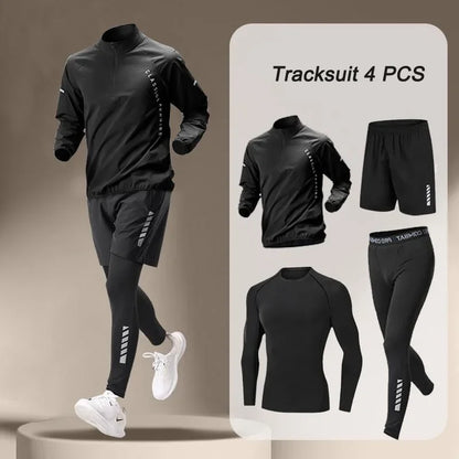 2024 Outono Masculino Quick Dry Jaqueta Terno 1-4 peças Outdoor Fitness Running Sets Sports Jogging Calças Roupas de Treino Sportswear