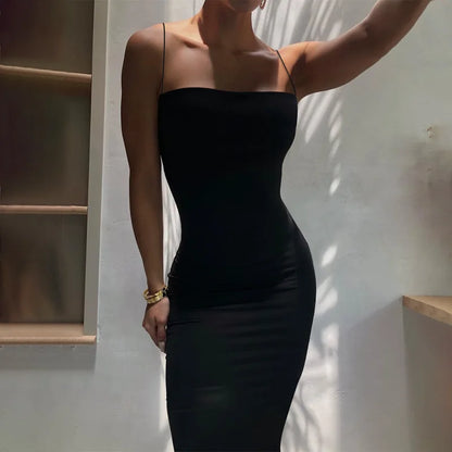 Hawthaw Women Sexy Party Club Evening Streetwear Bodycon Black Long Dress 2024 Summer Clothes Wholesale Items For Business D1758