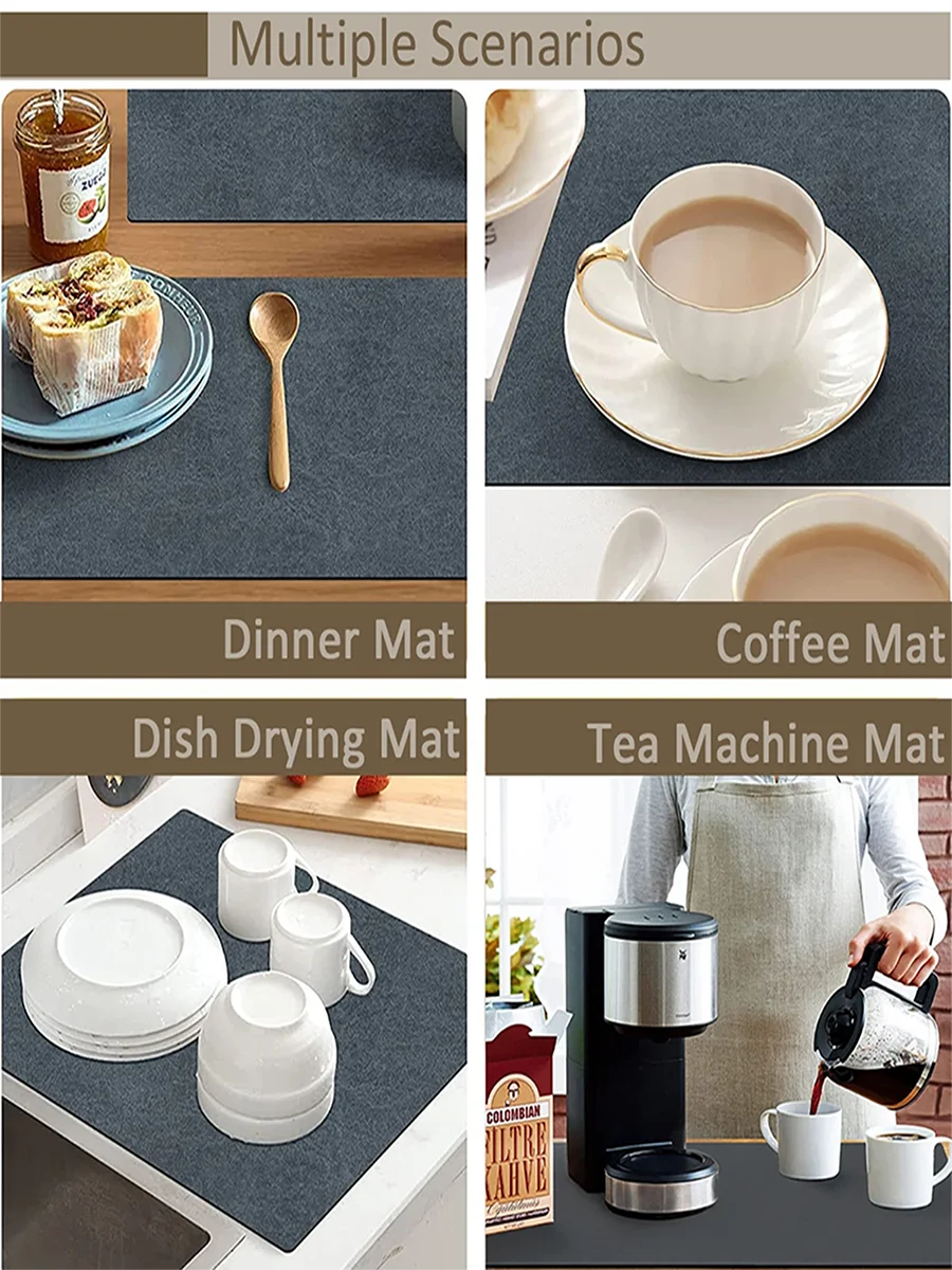 Absorbent coffee mat solid color placemat kitchen cutlery drying mat bottle cutlery placemat floor carpet Cup and bowl drain pad