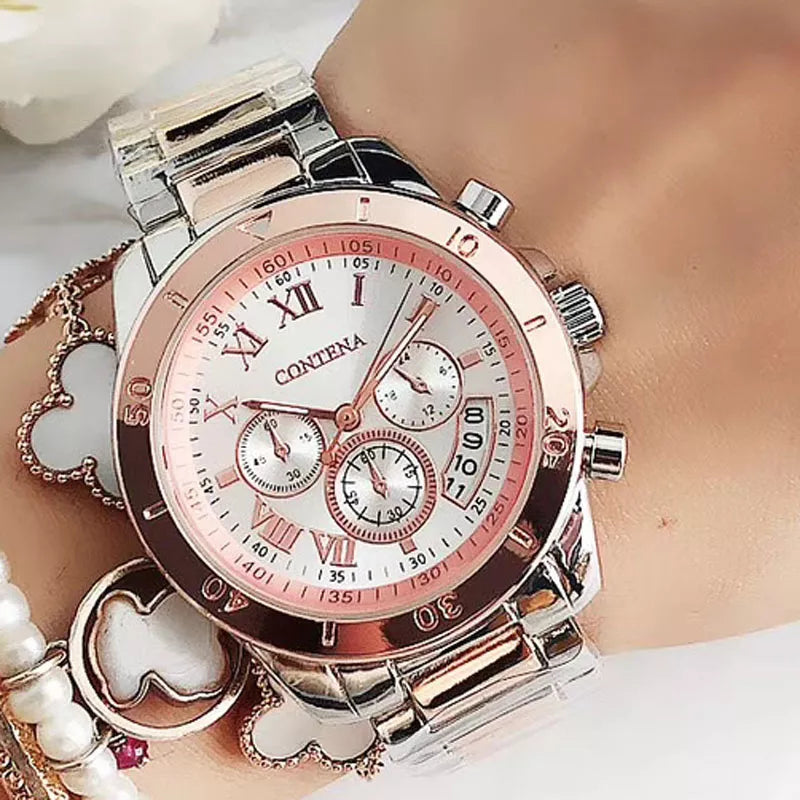 CONTENA 2023 Top Brand Luxury Watches for Women Fashion Creative Steel Bracelet Women's Watches Ladies Quartz Watch Reloj Mujer