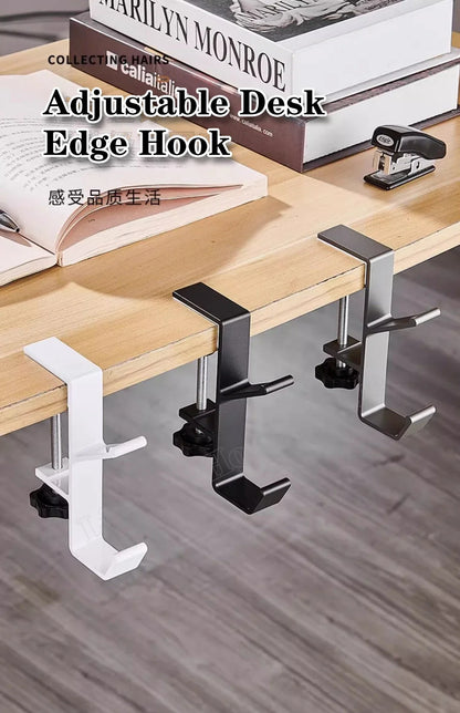 Adjustable Desk Edge Hook Gaming Headset Desk Hanger Student Backpack Storage Hanging Hook Punch-free Home Office Organizer