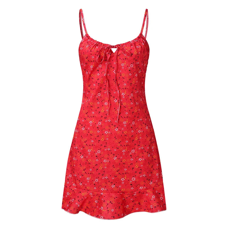 Women's Sexy Casual Home Small Floral Camisole Dress Summer Comfortable Skirt