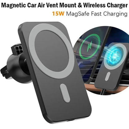 15W Magnetic Wireless Car Charger for MagSafe  iPhone 16 15 14 13 12 Pro Max Samsung Magnet Air Vent Mount Phone Holder Stands