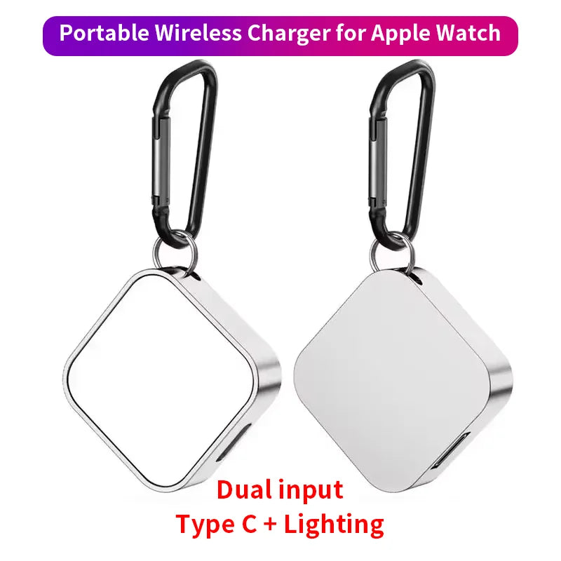 Portable Wireless Watch Charger Type C 8pin Two interfaces For Apple Watch S9 8 7 6 5 4 3 2 1 SE Ultra Series Fast Charger