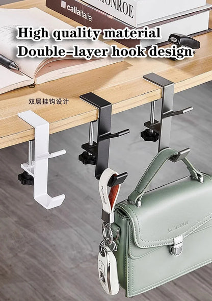 Adjustable Desk Edge Hook Gaming Headset Desk Hanger Student Backpack Storage Hanging Hook Punch-free Home Office Organizer