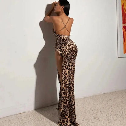 Hawthaw Women Sexy Party Club Evening Streetwear Bodycon Leopard Long Dress 2024 Summer Clothes Wholesale Items For Business