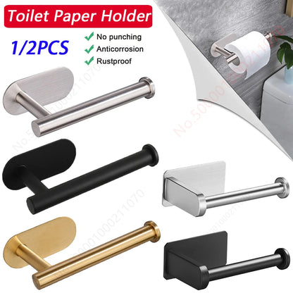 1~2PCS Suporte para papel higiênico Suporte para papel toalha de banheiro Adesivo absorvente Dispensador de papel WC Cozinha Acessórios de armazenamento de ferragens