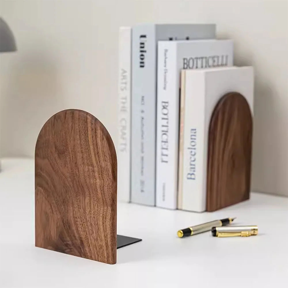 Natureza Madeira Bookends Desktop Bookshelf Organizador de mesa Escritório Casa Livro Acessórios Armazenamento Suporte de livros Madeira Book Ends