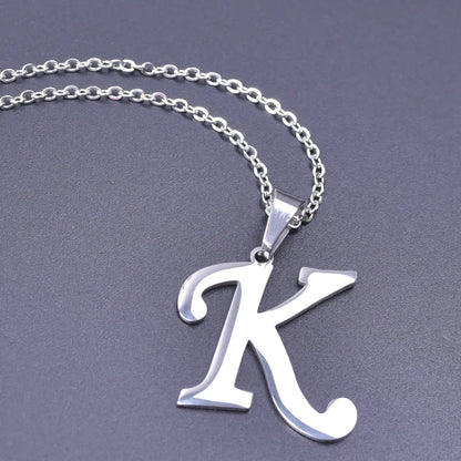 Fashion Letters A-Z Necklace for Women Men Stainless Steel High Quality English Alphabe Necklace A B C D E FGHIJKLMNOPQRSTUVWXYZ