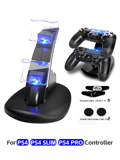 DATA FROG Controller Charger For PlayStation 4 LED Dual USB Charging Dock Station For Dualshock 4/PS4 Slim Pro Gaming Controller