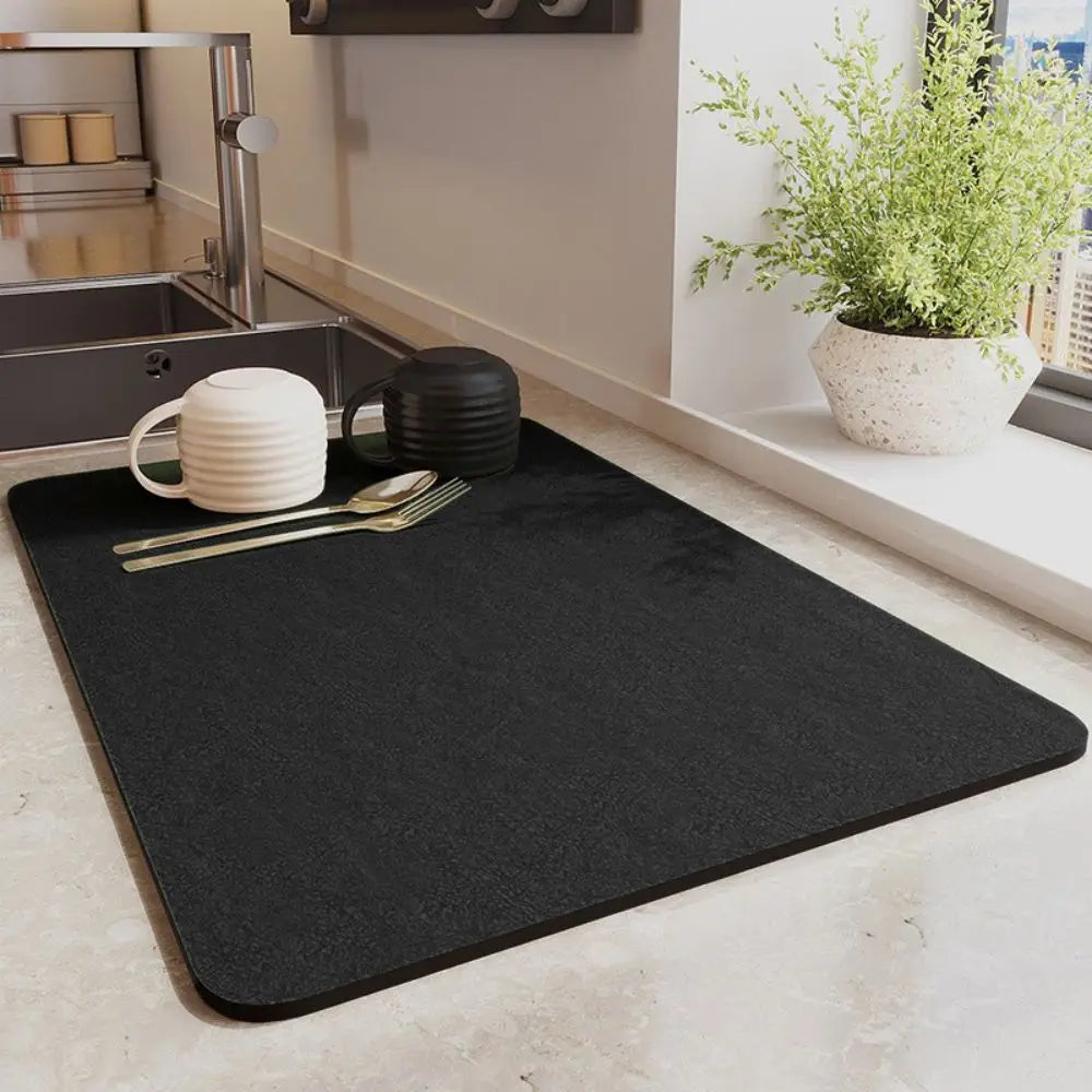 1PCS Home Kitchen Soft Diatomite Absorbent Quick-Drying Draining Mat Desktop Dish Drying Mat Coaster Table Mat