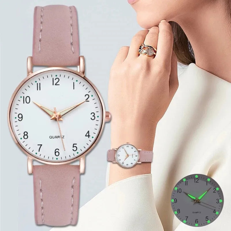 Fashion Watch For Women Leather Quartz Watches Ladies Luxury Back Light Wristwatch Clock relogio feminino