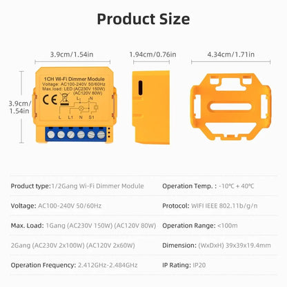 AVATTO Tuya WiFi Smart Dimmer Switch Module 1/2 Way Dimmable Light Switch APP Remote Control Works With Alexa Google Home