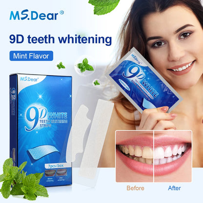 9D Teeth Whitening Stickers Mint White Teeth Gel Tooth Whitener Strips Teeth Yellow Smoke Stains Tea Stains Oral Hygiene Care