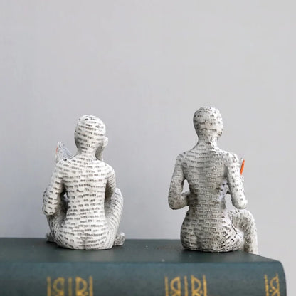 1Pc, Leitura Papel Celulose Mulher Pensadora Estátua Decoração, Design de Arte Criativa Moderna Escritório em Casa Estante de Livros Acessórios para Armário de TV Decoração de Mesa Presentes