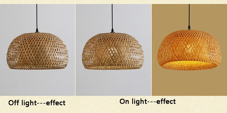 Bamboo Pendant Lamp E27 Hand Knitted Chinese Style Weaving Hanging Lamps 30cm Restaurant Home Decor Lighting Fixtures