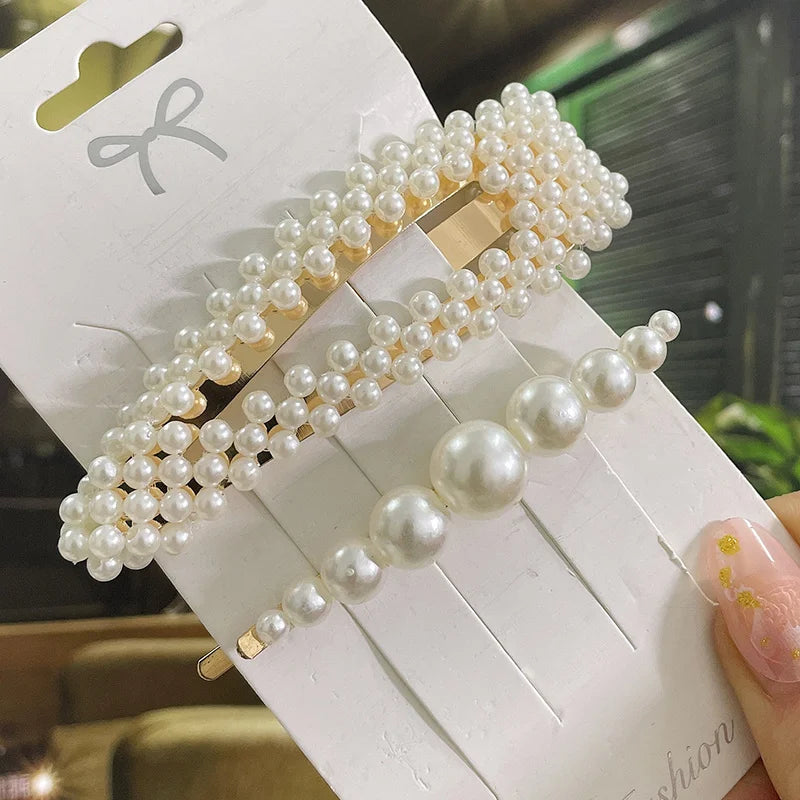 Simulated Pearl Hair Clips For Women Korean Women Hairpins Girl Geometric Hair Barrettes Fashion Hairgrip Hair Accessories