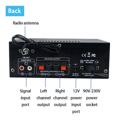 AK35/AK45/AK55 Sound Amplifiers Bluetooth Digital Amplifier for Home Car Karaoke 2 Channel HiFi Stereo AMP FM USB Remote Control