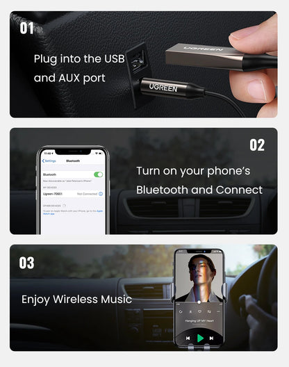 Bluetooth Receiver 5.3 Adapter Hands-Free Car Kits AUX Audio 3.5mm Jack Music Wireless Receiver for Car BT Transmitter