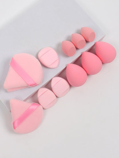 12-Piece All-Purpose Makeup Sponge Set, Made of 3 loose Powder Puffs, 3 Mini Air Cushion Puffs, 3 Beauty Eggs and 3 Mini Beauty