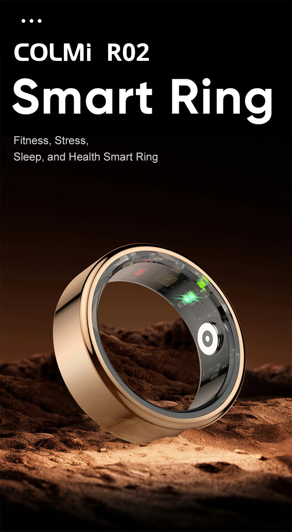 COLMI-R02 Smart Ring with Charging Case for Men Women, Battery Life, 39 Days, Health Monitor, 5ATM Waterproof, Multi-sport Mode