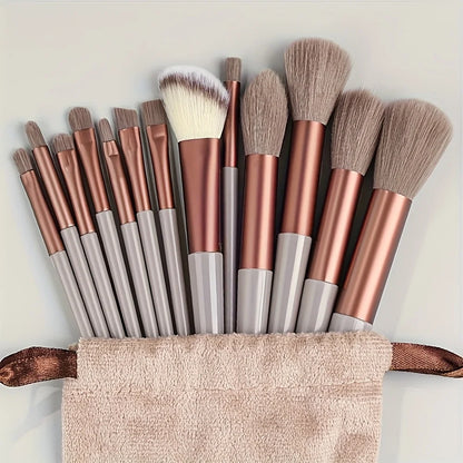 13-Piece Soft Fluffy Makeup Brush Set with Storage Bag for Foundation, Blush, Powder and Eyeshadow - Professional Beauty Tools