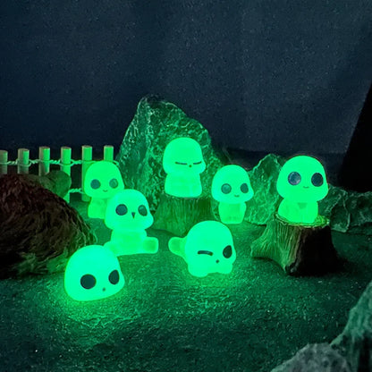 10PCS Miniaturas Árvore Elfo Bebê Resina Brilham À Noite Micro Decorações de Paisagem Luminosa Alienígena ET Fada Jardim Acessórios