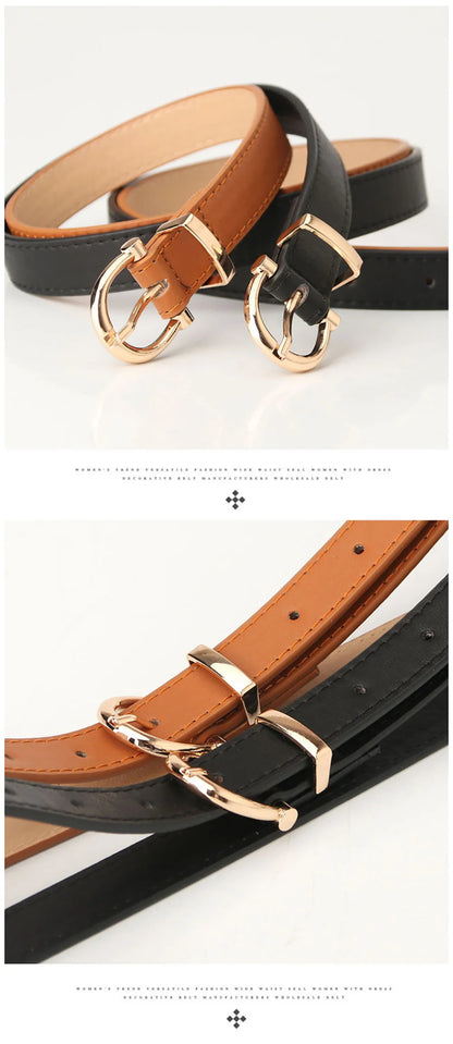 2024 Women Belts New PU Leather Simple Metal Buckle Belt Girls Dress Jean Pants Waistband Belts for Lady Luxury Designer Brand