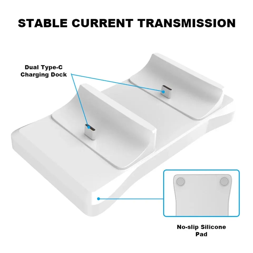 Dual Controller Charging Stand for Playstation 5 Controller Charger Station PS5 with Fast Charging AC Adapter 5V 2A