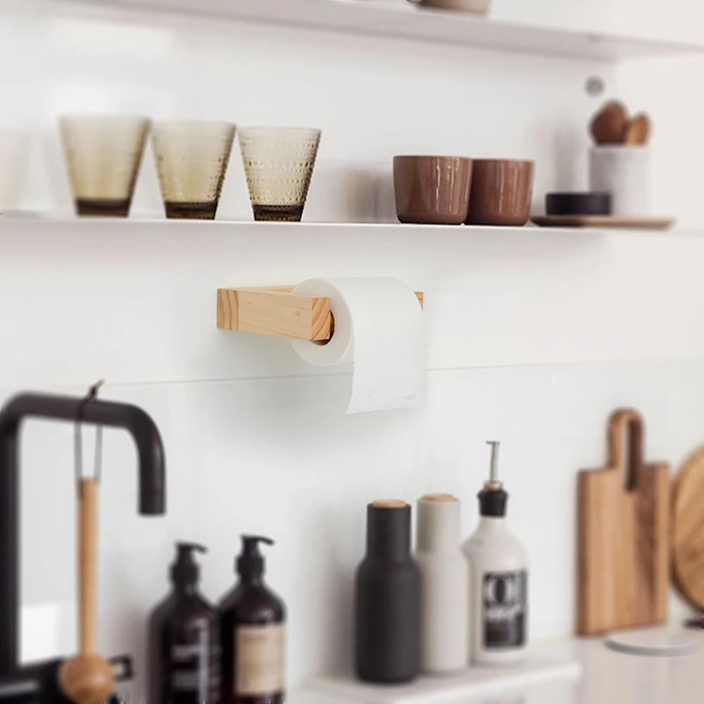 Nail-free Paper Towel Holders Rack Bathroom Towel Hook Toilet Paper Holder Towel Rack Beige Hemp Color