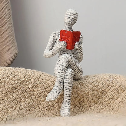 1Pc, Leitura Papel Celulose Mulher Pensadora Estátua Decoração, Design de Arte Criativa Moderna Escritório em Casa Estante de Livros Acessórios para Armário de TV Decoração de Mesa Presentes