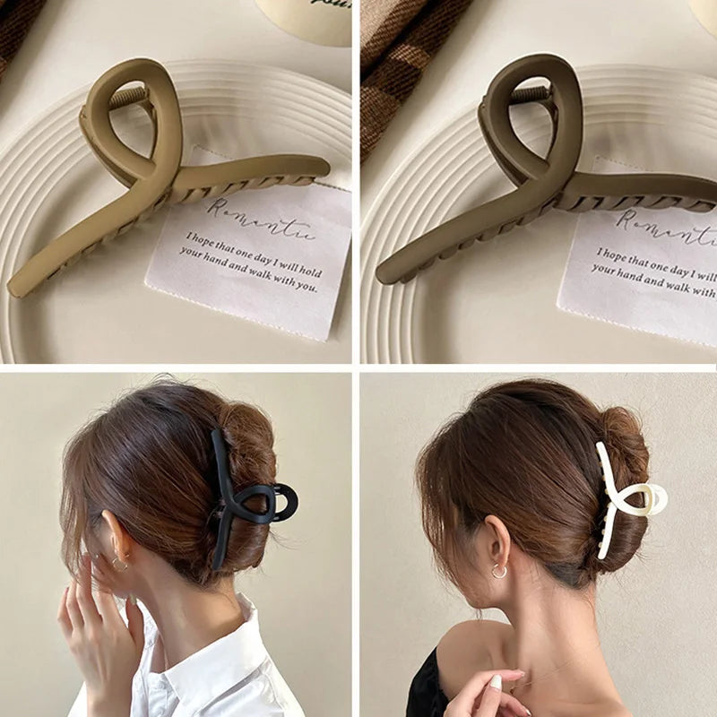 Large Women Hair Clip Cross Matte Hairpin Fashion French Elegant Hairgrips Large Hair Claw Clips Girls Korean Hair Accessories