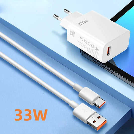 33W USB Charger Fast Charging QC3.0 USB C Type C Cable Wall Phone Charger Adapter For iPhone Huawei Samsung Xiaomi Quick Charge