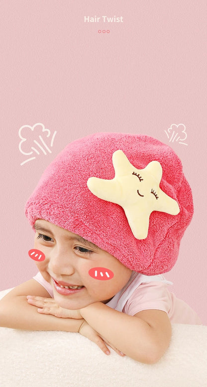 Cute Cartoon Animal Child Hair Towel Cap Drying Hat Quick-dry Microfiber Super Absorption Hair Twist  Kid Bath Hat Bathroom