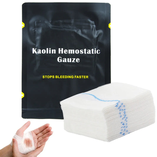 Hemostatic Kaolin Gauze Combat Emergency Trauma Z-Fold Soluble For Ifak Tactical Military First Aid Kit Medical Wound Dressing