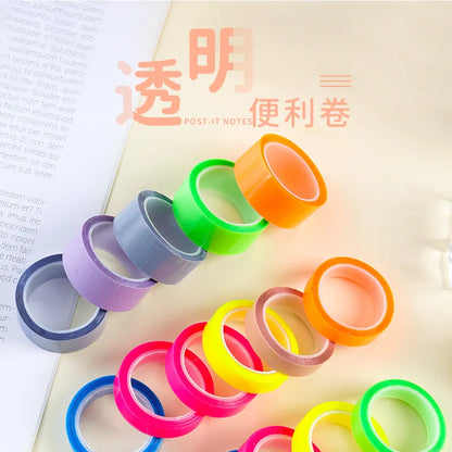 5 Roll 5 Colors Stickers Transparent Fluorescent Index Tabs Flags 5m Sticky Note Stationery Children Gift School Office Supplies