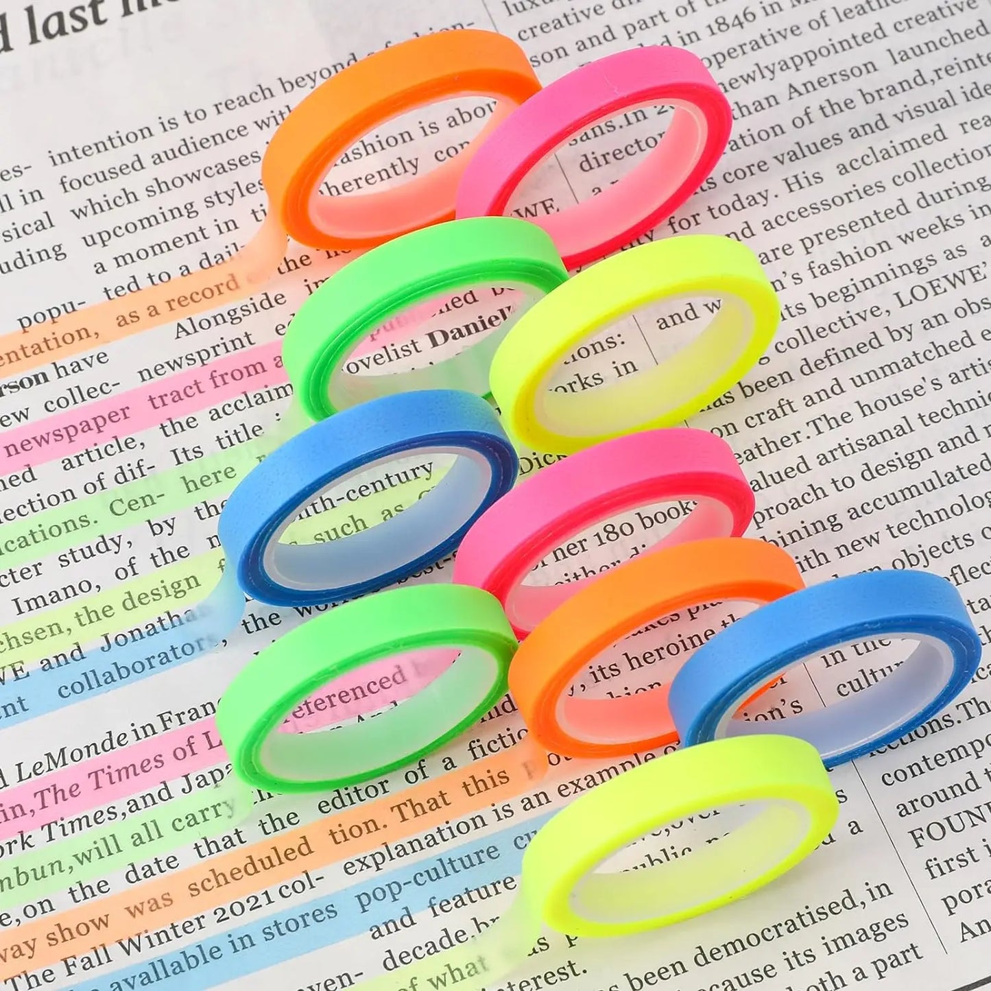 5 Roll 5 Colors Stickers Transparent Fluorescent Index Tabs Flags 5m Sticky Note Stationery Children Gift School Office Supplies