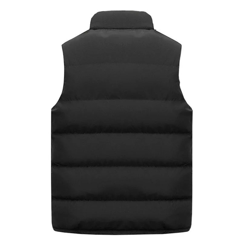 Mens Vest Jacket Warm Sleeveless Jackets Winter Waterproof Zipper Coat Autumn Stand-up Collar Casual Waistcoat Brand Clothing